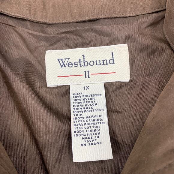 Vintage 90's Westbound II Plus Sz 1X Brown Anorak Jacket Coat Hooded Drawstring - Picture 3 of 7